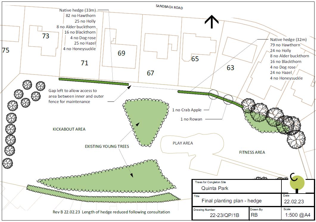 Quinta Park Trees for Congleton Planting plan